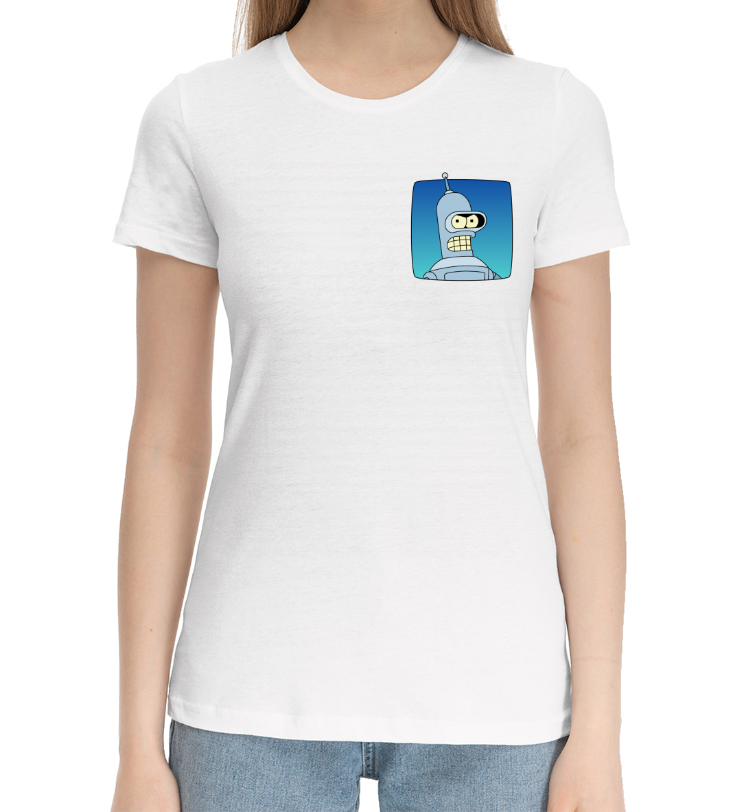Женская Хлопковая футболка с принтом Futurama, артикул FUT-144308-hfu-1mp
