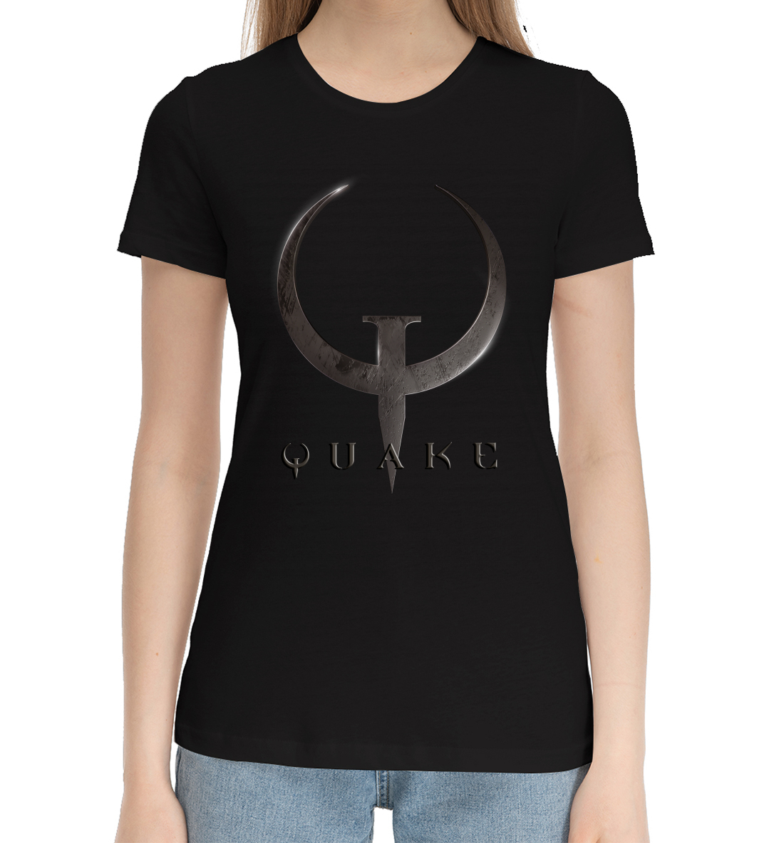 Женская Хлопковая футболка с принтом Quake, артикул RPG-903274-hfu-1mp