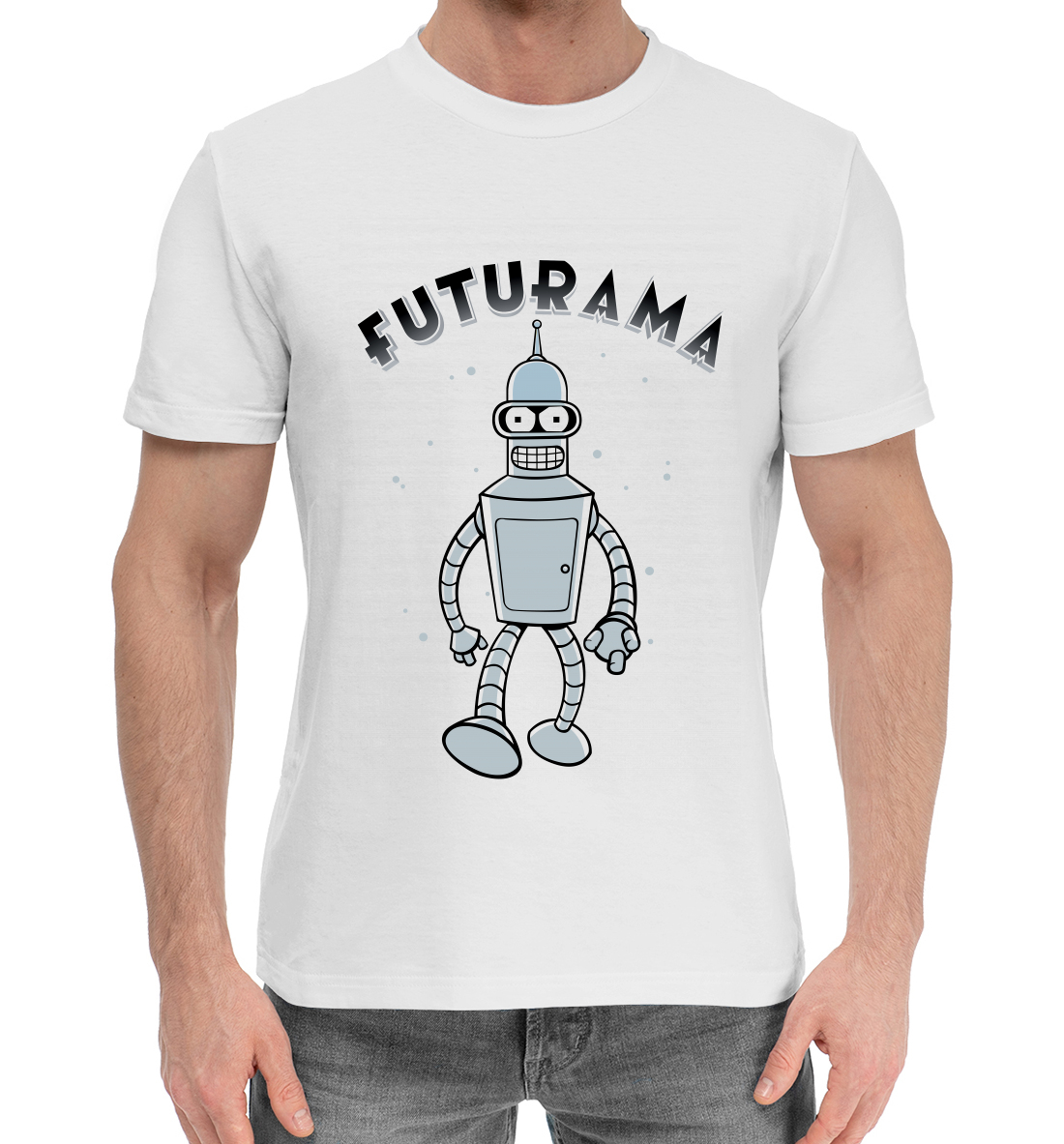 Мужская Хлопковая футболка с принтом Futurama, артикул FUT-182981-hfu-2mp