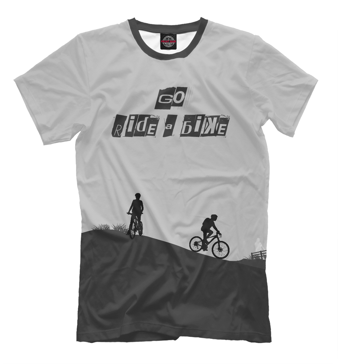 Мужская футболка с изображением Велосипед цвета Бежевый