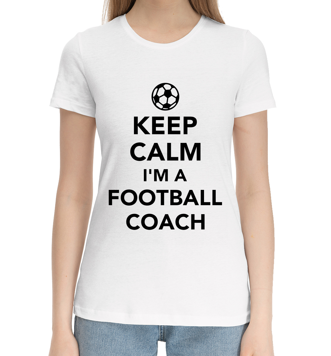Женская Хлопковая футболка Футбольный тренер, артикул FTO-697823-hfu-1mp