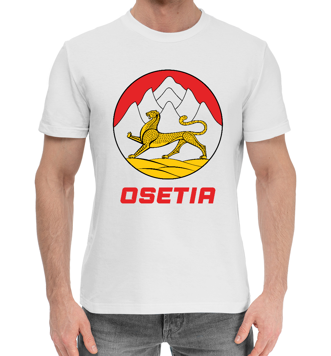 Мужская Хлопковая футболка с принтом Северная Осетия Алания, артикул VSY-335025-hfu-2mp