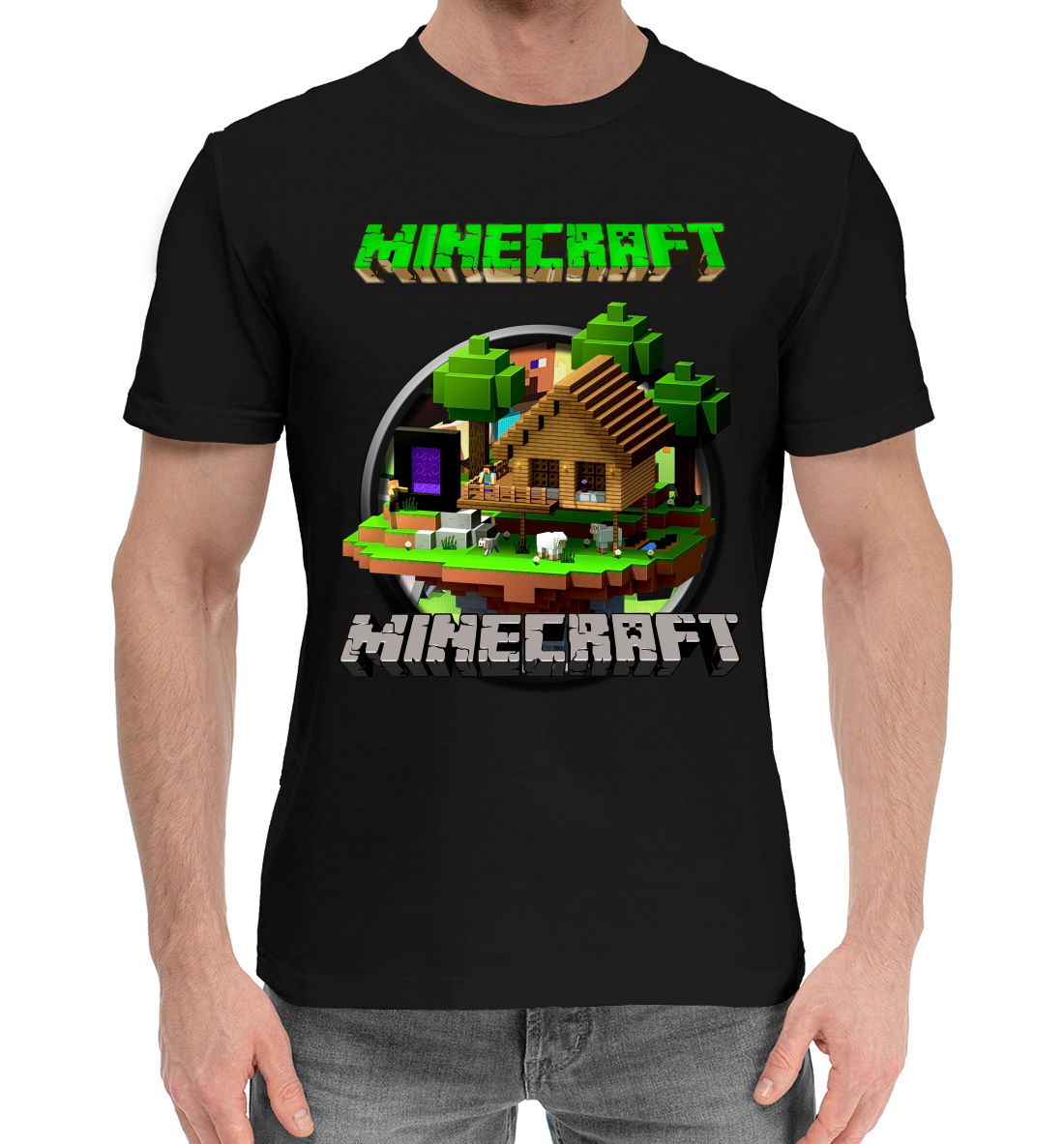 Мужская Хлопковая футболка с принтом Minecraft, артикул MCR-469388-hfu-2mp