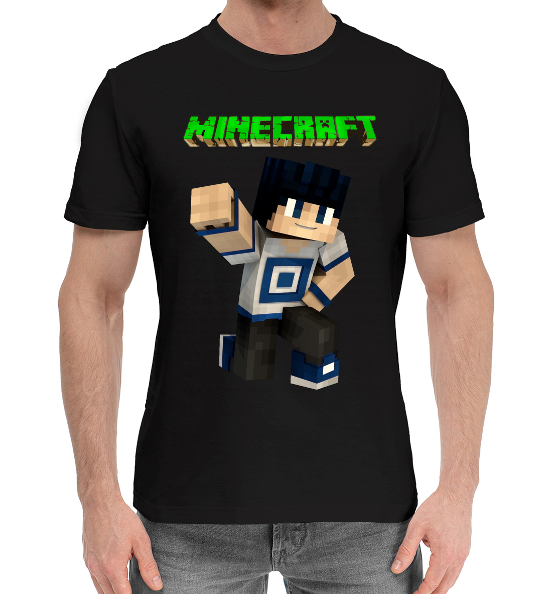 Мужская Хлопковая футболка с принтом Minecraft, артикул MCR-887663-hfu-2mp