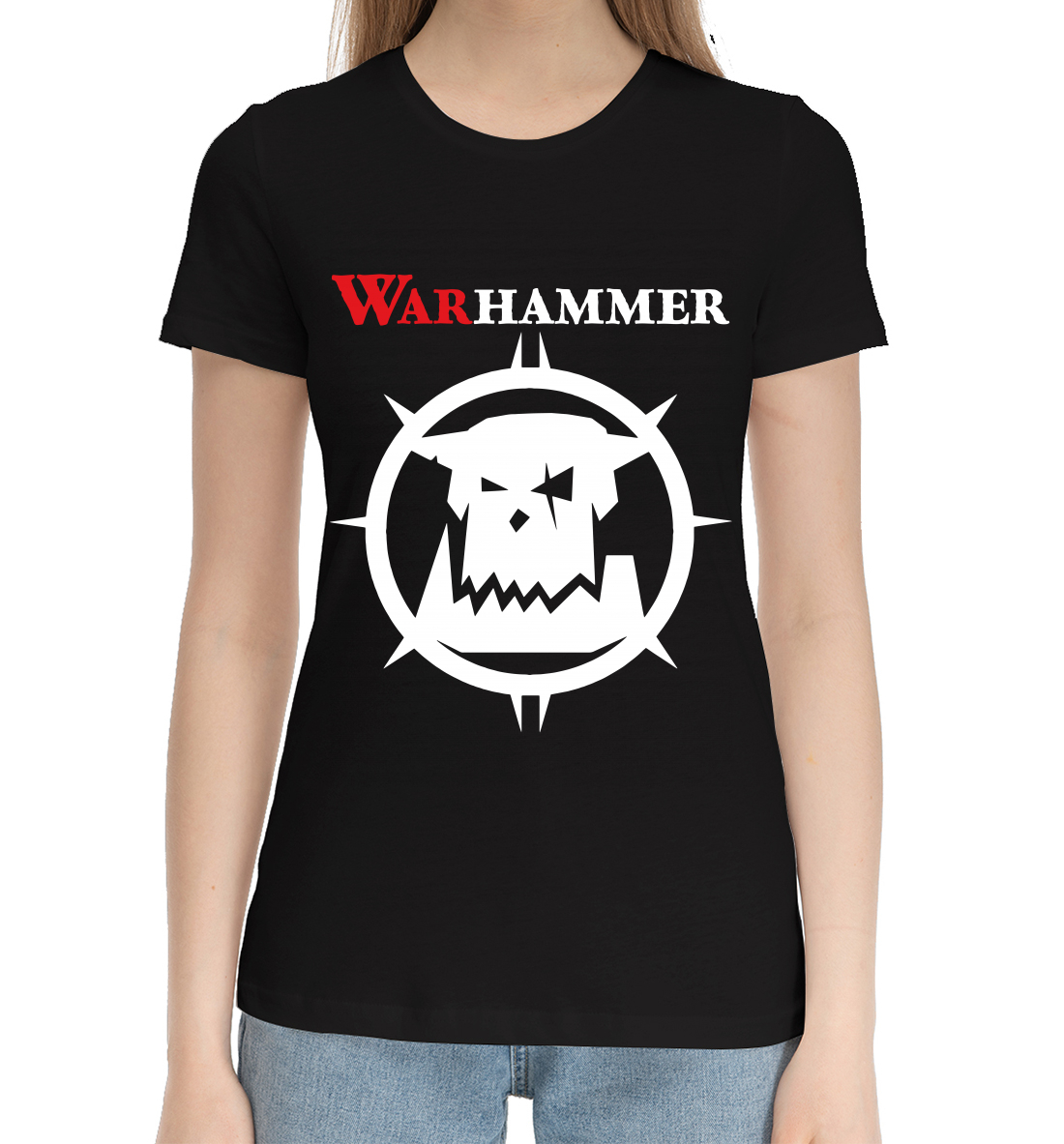 Женская Хлопковая футболка с принтом Warhammer, артикул WHR-439141-hfu-1mp