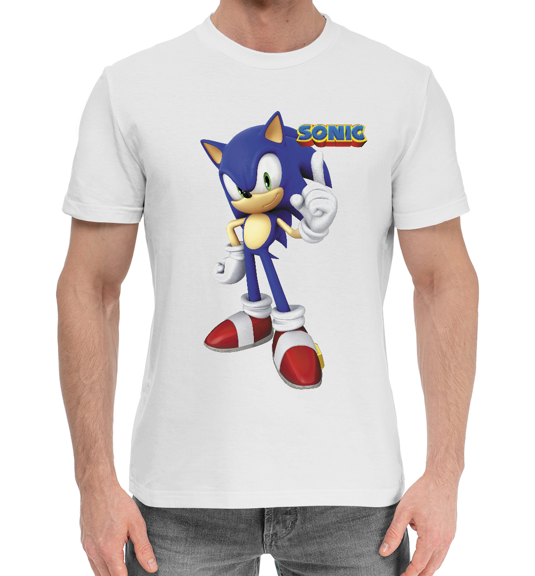 Мужская Хлопковая футболка с принтом Ёжик Sonic, артикул SNI-535834-hfu-2mp