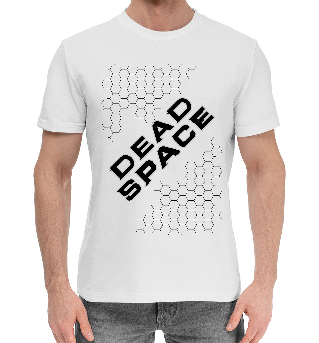 Мужская хлопковая футболка с принтом Dead Space - Hexagon