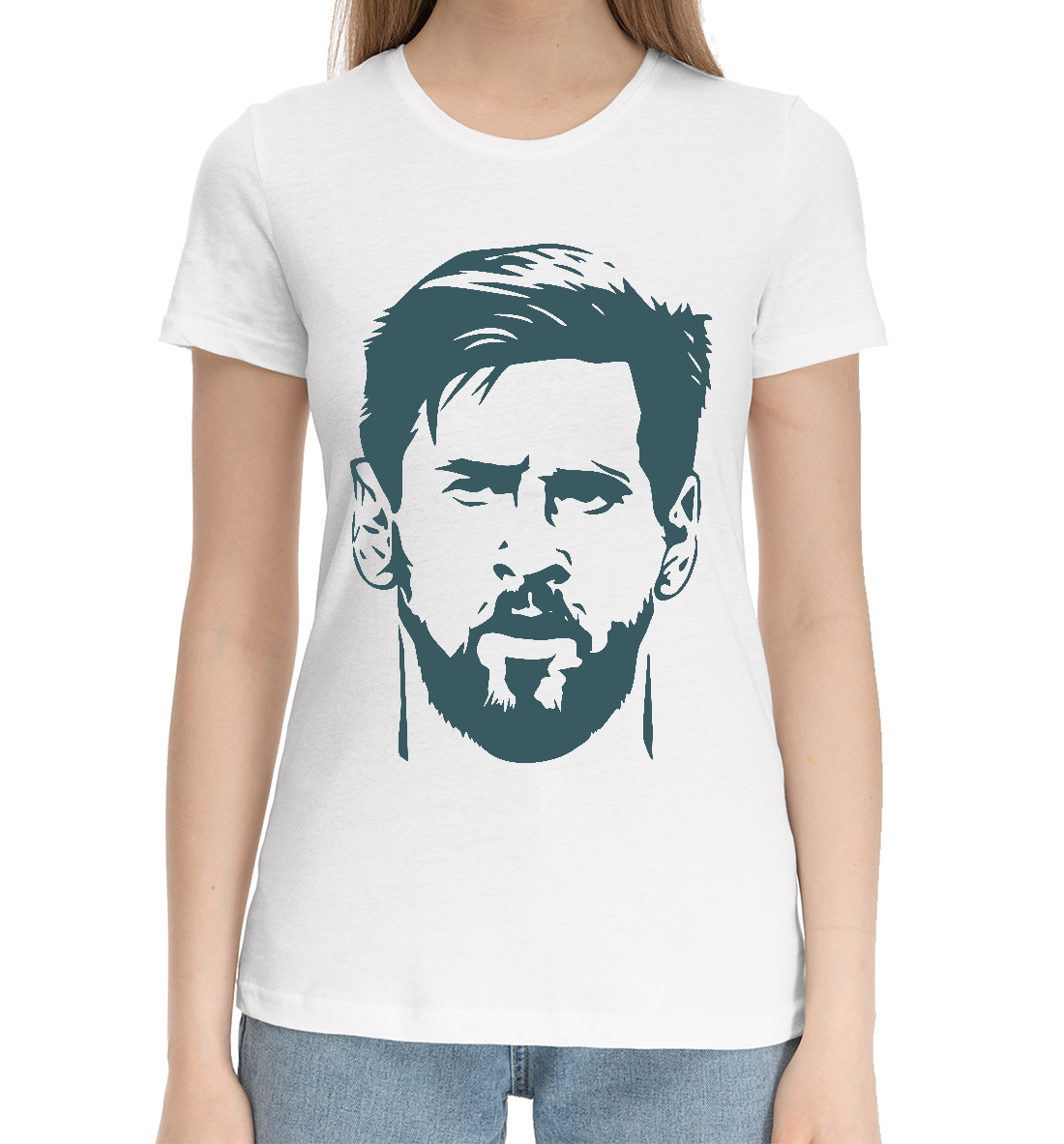 Женская Хлопковая футболка Messi, артикул FTO-825949-hfu-1mp