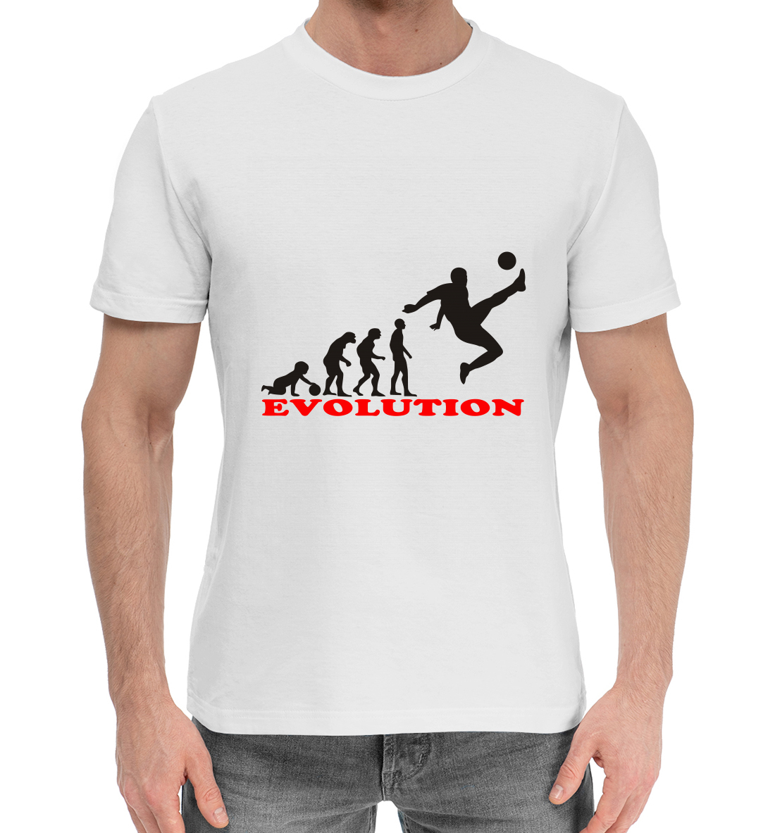 Мужская Хлопковая футболка Футбольная эволюция, артикул FTO-959795-hfu-2mp