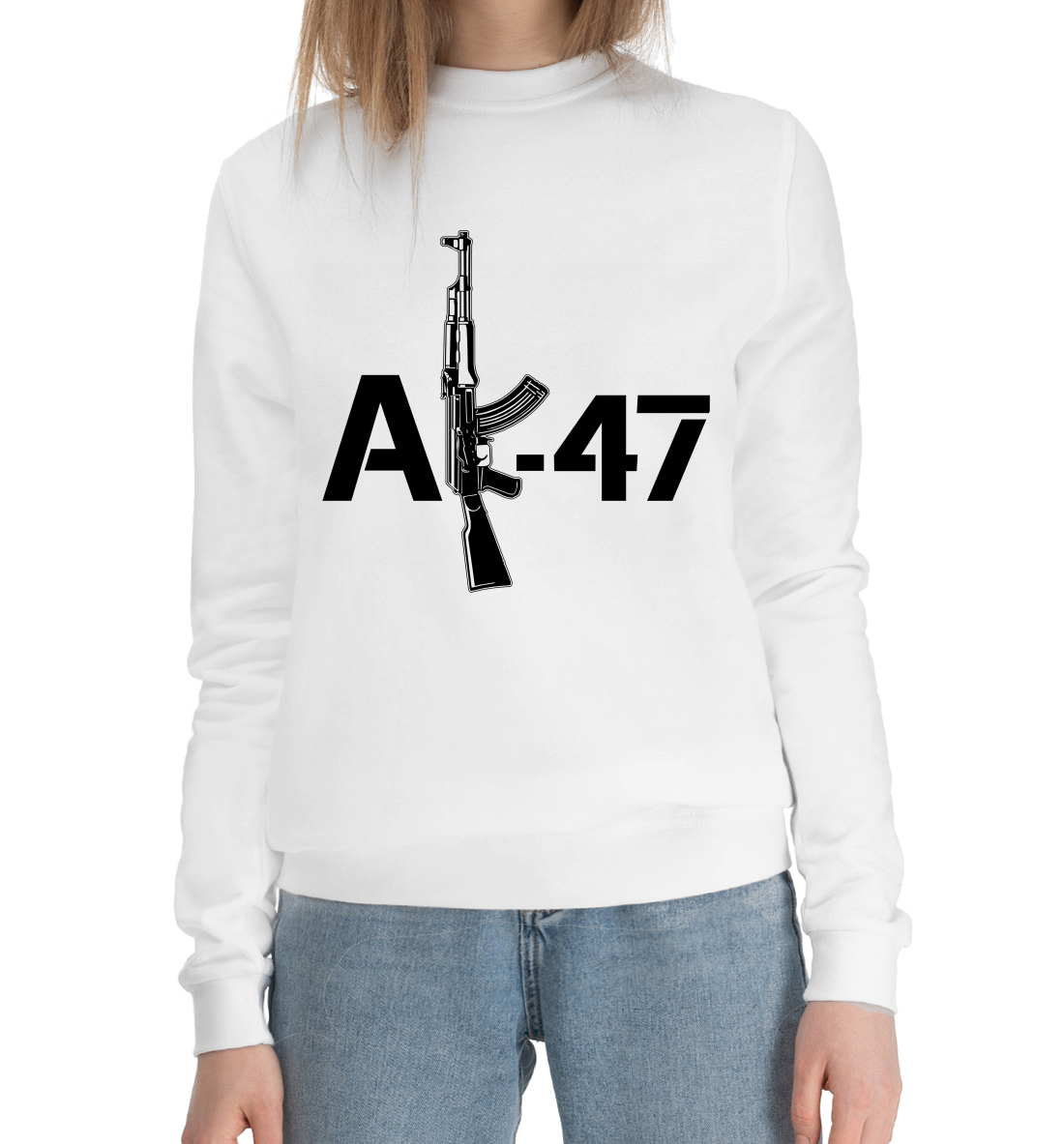 Женский Хлопковый свитшот с принтом АК-47, артикул ARZ-938594-hsw-1mp