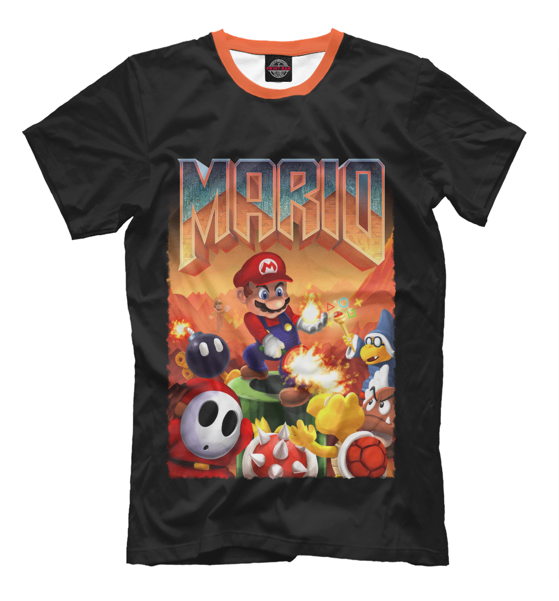 Мужская футболка с принтом Mario Doom