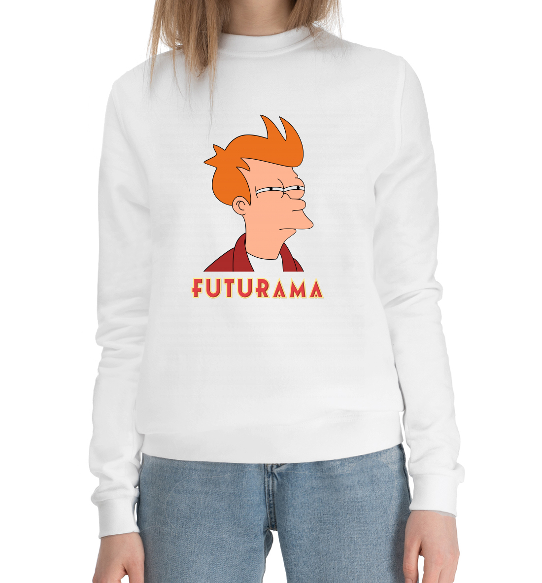 Женский Хлопковый свитшот с принтом Futurama, артикул FUT-936404-hsw-1mp