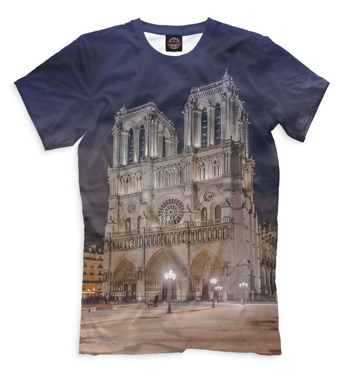 Мужская футболка с изображением Собор Парижской Богоматери цвета Белый