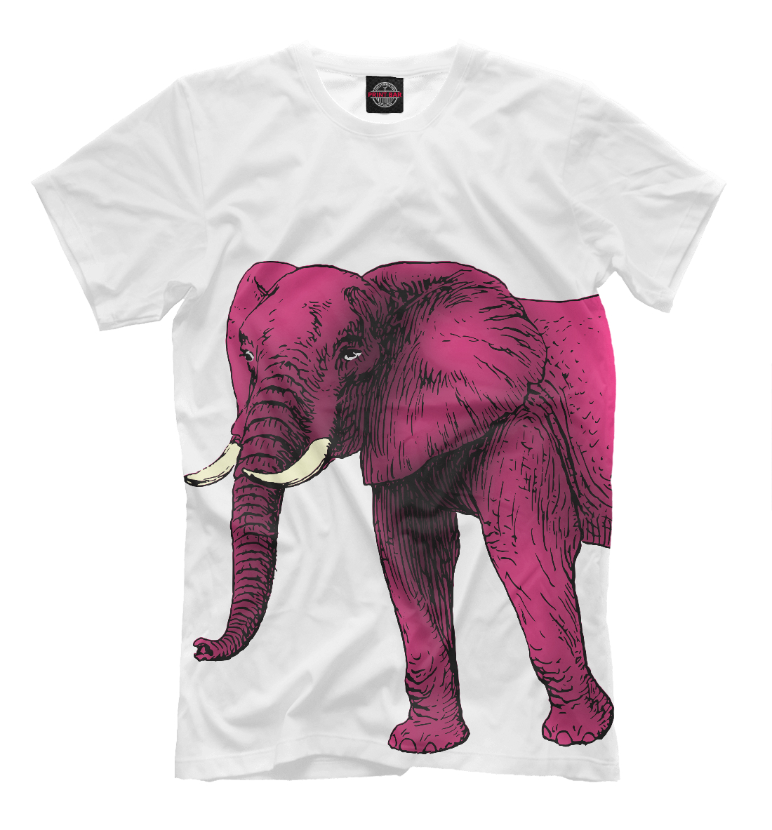 Женская футболка с принтом Слон фуксия