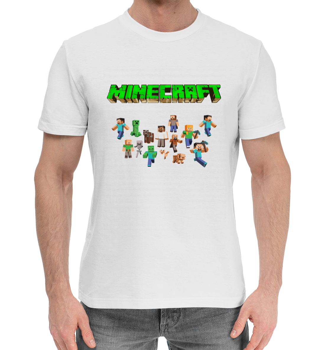 Мужская Хлопковая футболка с принтом Minecraft, артикул MCR-830019-hfu-2mp
