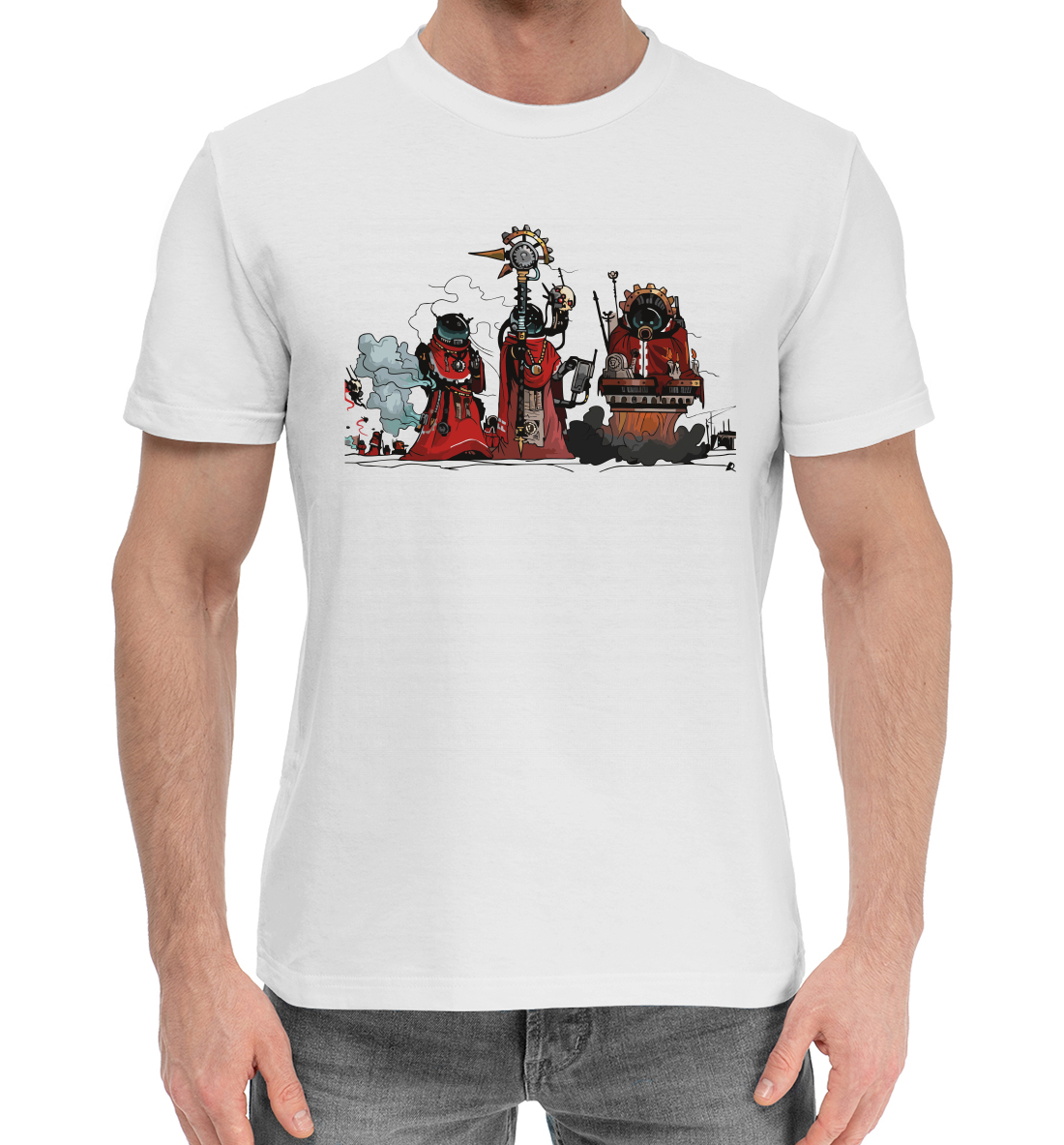 Мужская Хлопковая футболка с принтом Warhammer, артикул WHR-162682-hfu-2mp
