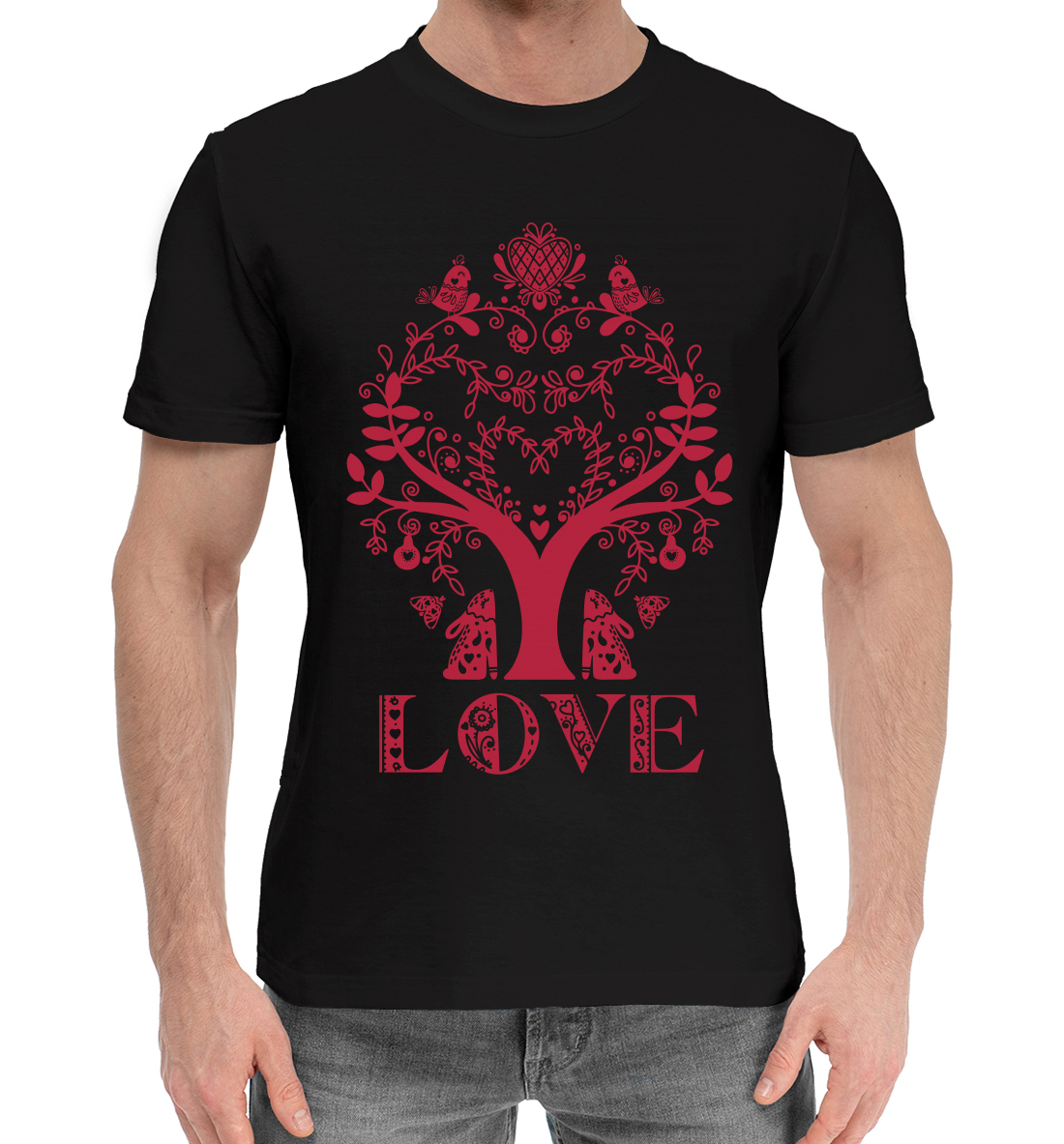 Мужская Хлопковая футболка с принтом Love, артикул 14F-810025-hfu-2mp