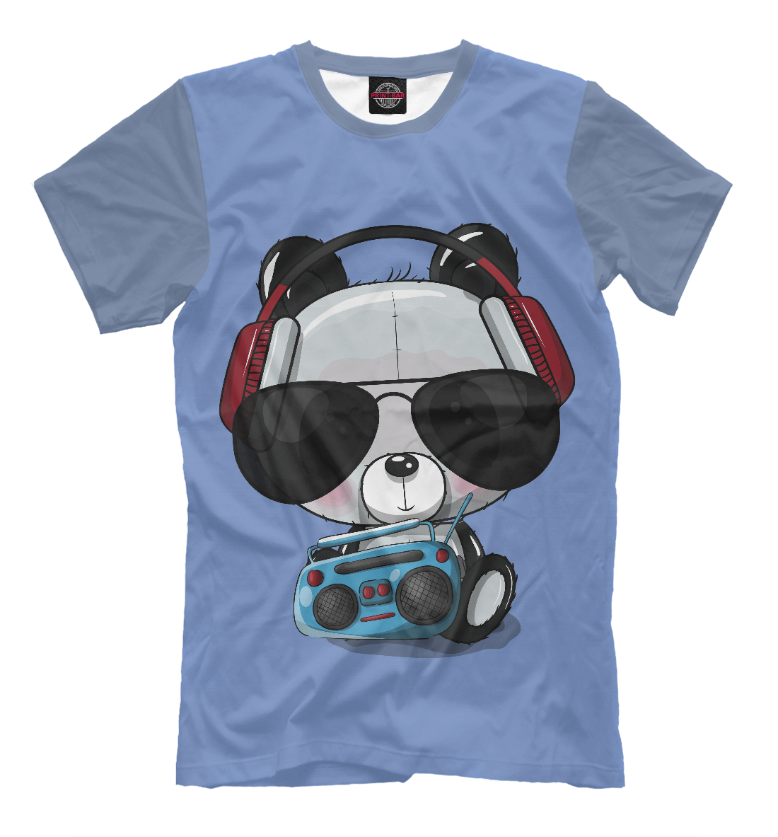 Мужская футболка с принтом Панда в очках и наушниках