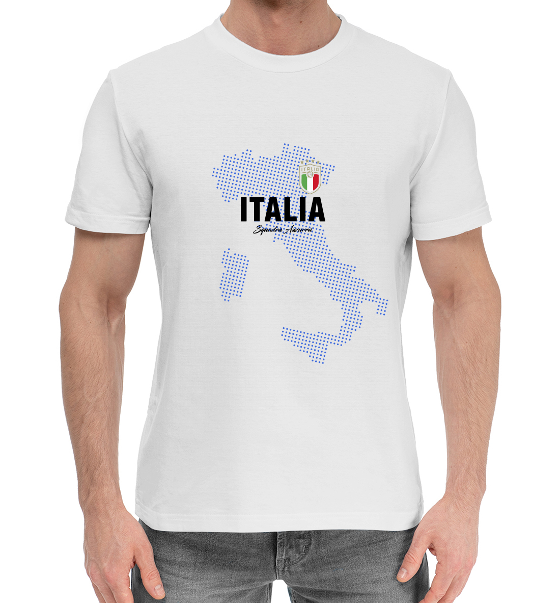 Мужская Хлопковая футболка Италия, артикул FNS-186686-hfu-2mp