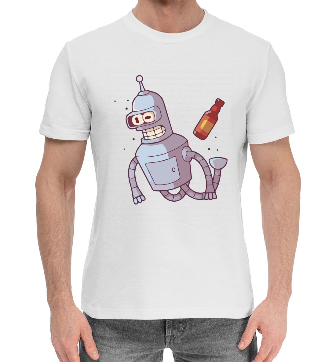 Мужская Хлопковая футболка с принтом Futurama, артикул FUT-829323-hfu-2mp