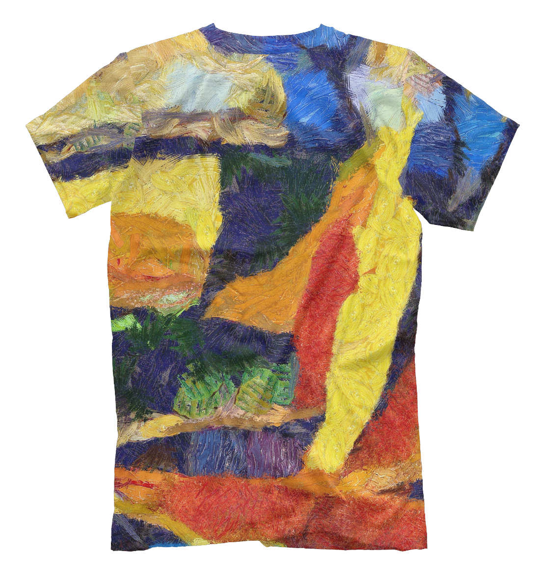Мужская футболка с принтом Цветные краски  - фото 2-спина