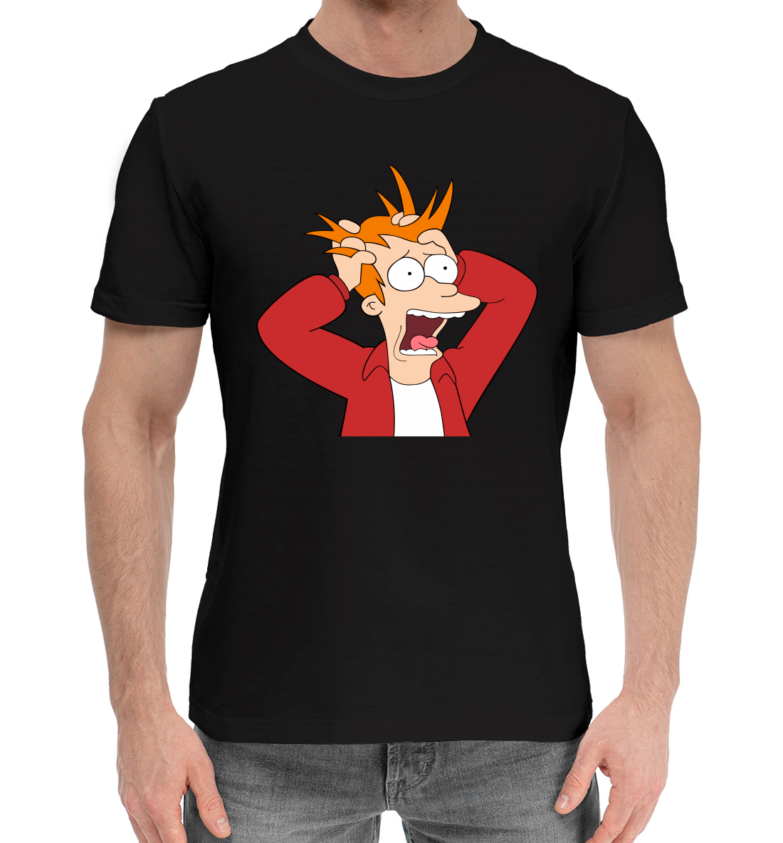Мужская Хлопковая футболка с принтом Futurama, артикул FUT-131727-hfu-2mp