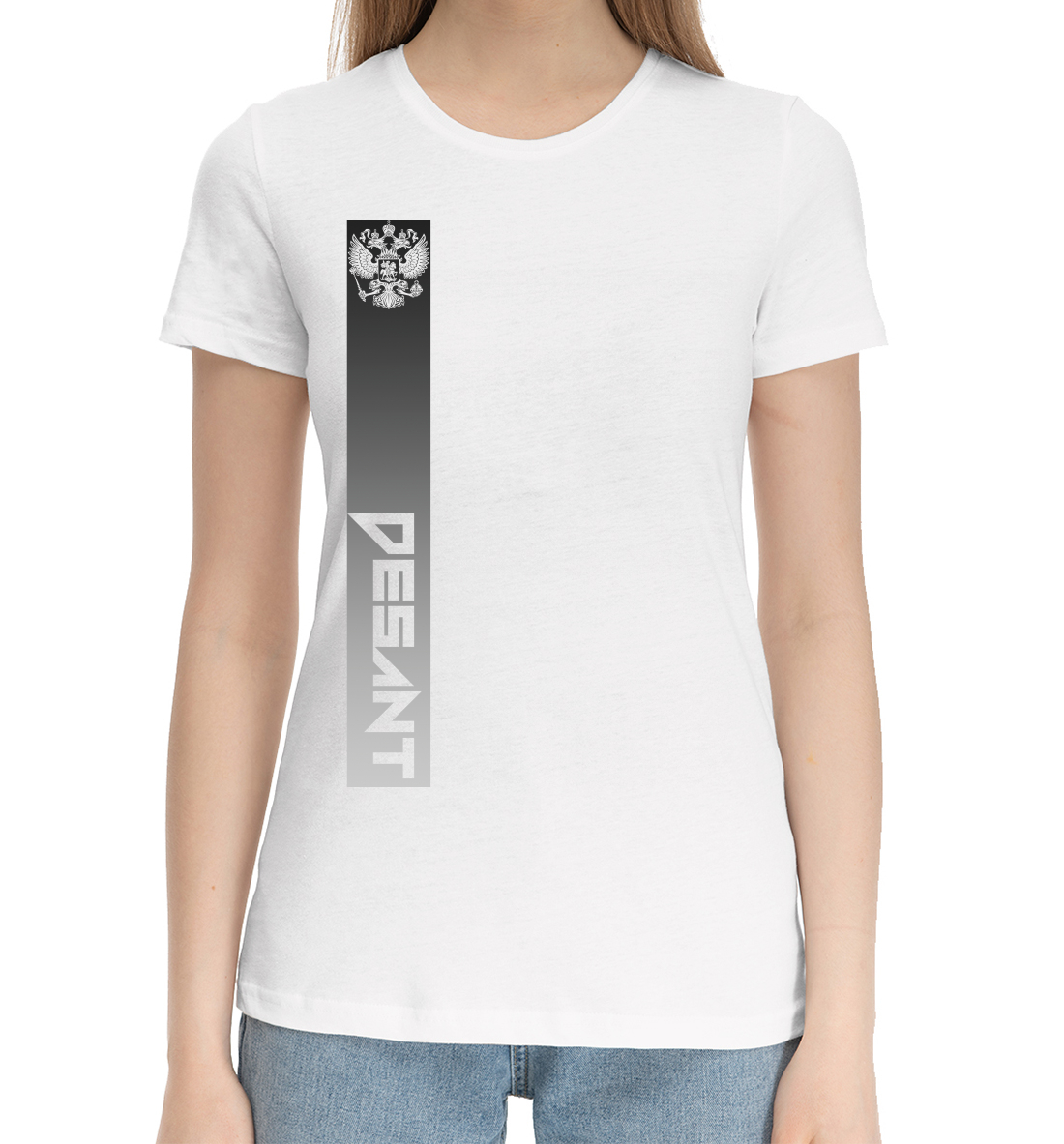 Женская Хлопковая футболка с принтом Воздушно Десантные Войска, артикул VDV-203340-hfu-1mp