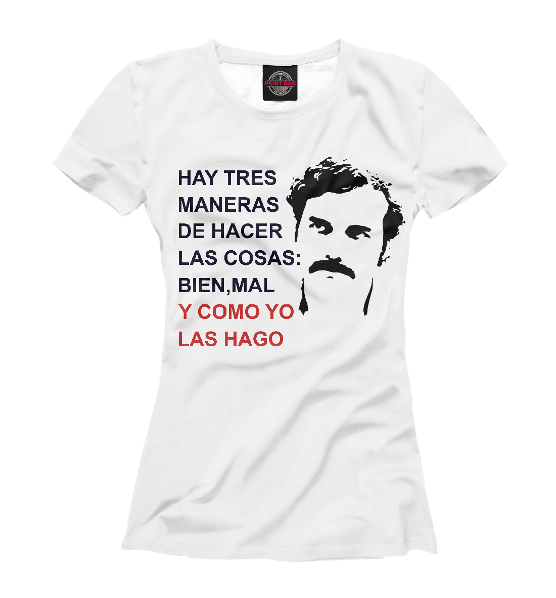 Женская футболка с изображением Escobar цвета Белый