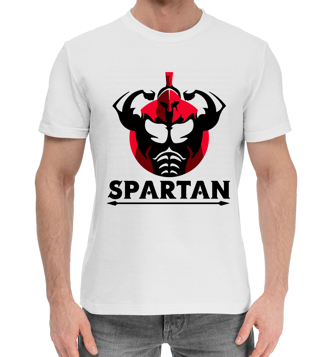 Мужская хлопковая футболка с принтом Spartan