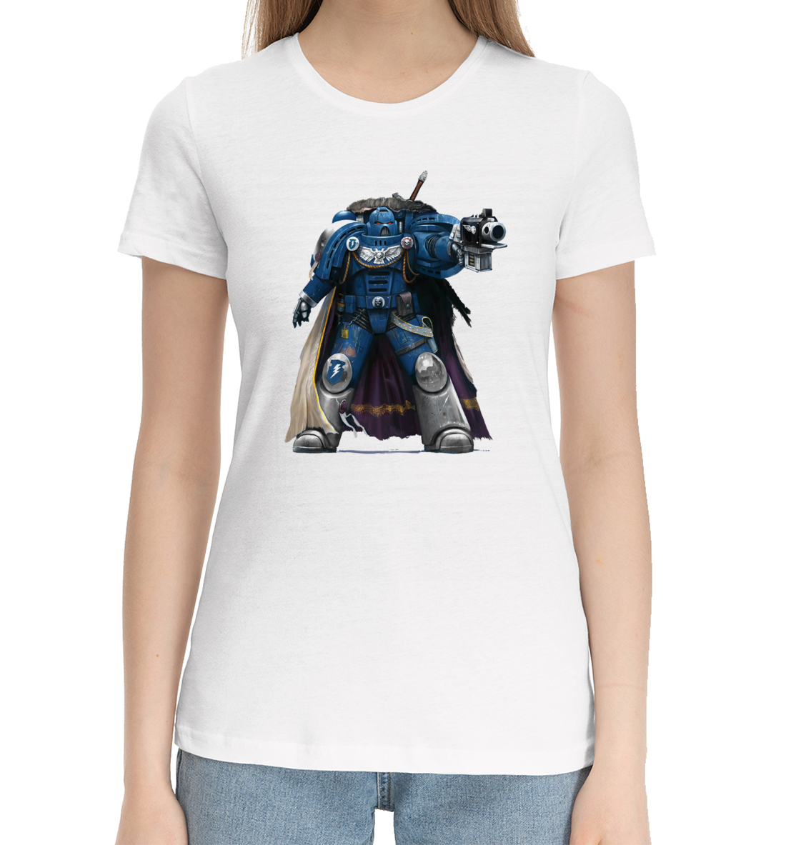 Женская Хлопковая футболка с принтом Warhammer, артикул WHR-744363-hfu-1mp