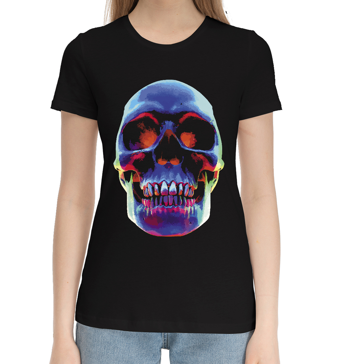 Женская Хлопковая футболка с принтом Vanguard skull, артикул SKU-771562-hfu-1mp
