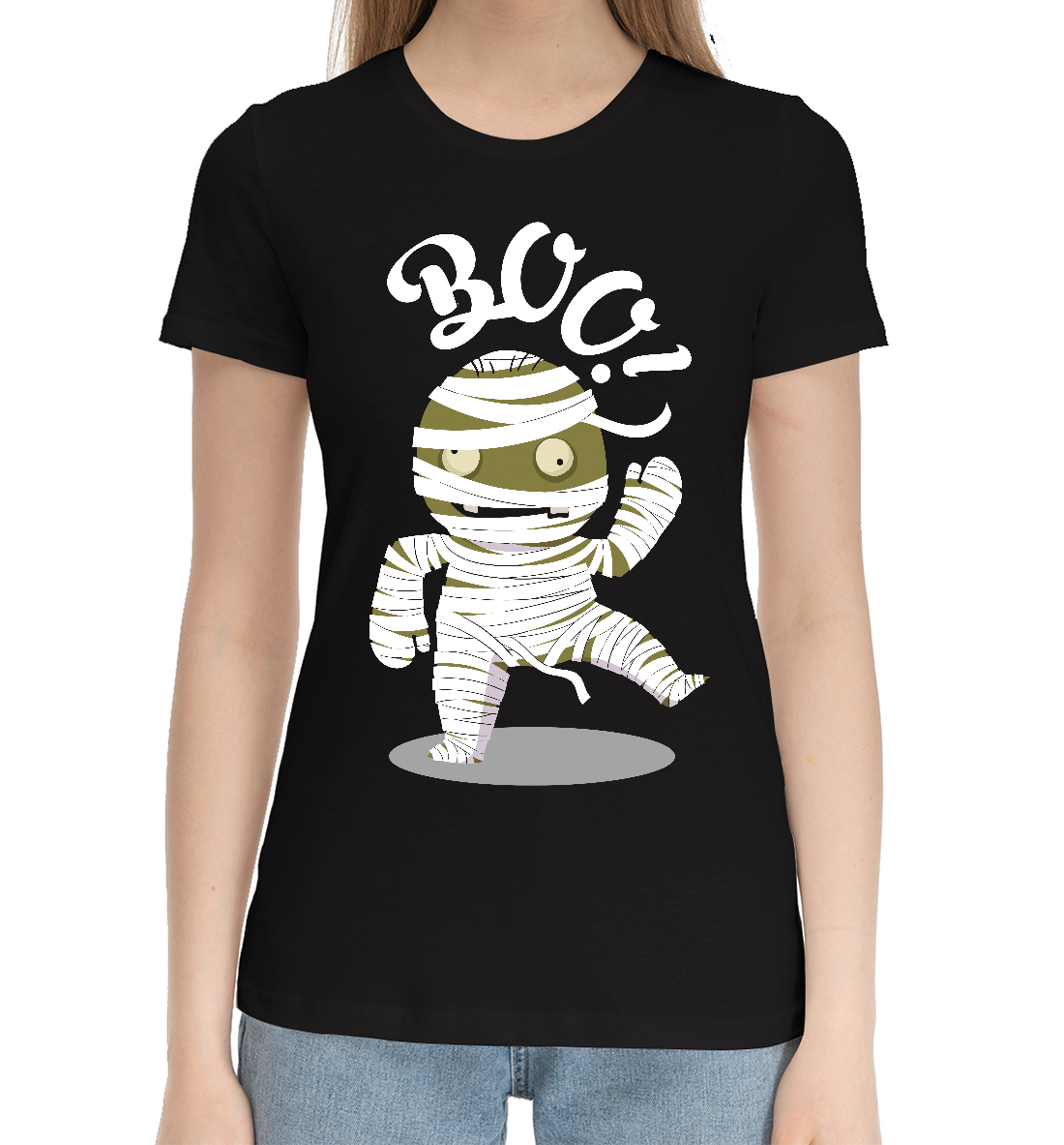 Женская Хлопковая футболка с принтом Мумия, артикул HAL-415012-hfu-1mp