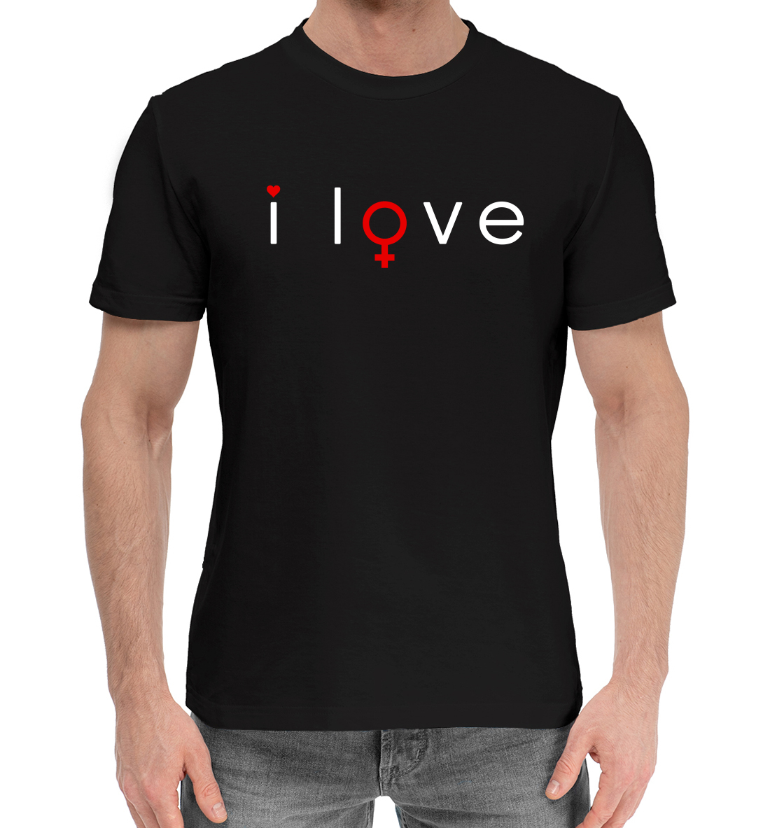 Мужская Хлопковая футболка с принтом I love, артикул 14F-317112-hfu-2mp