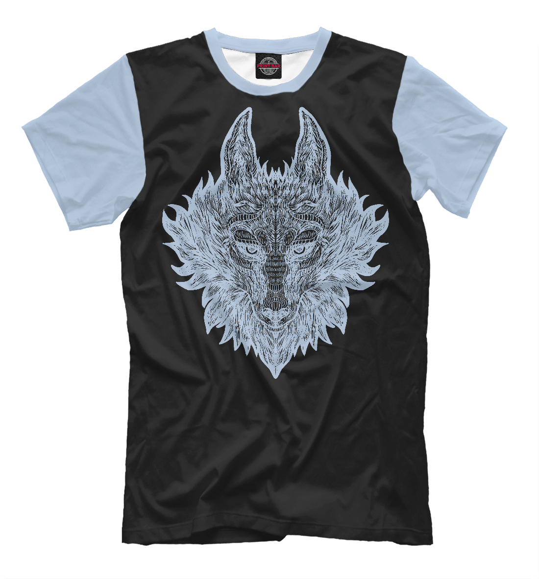Мужская футболка с принтом Серебристый волк