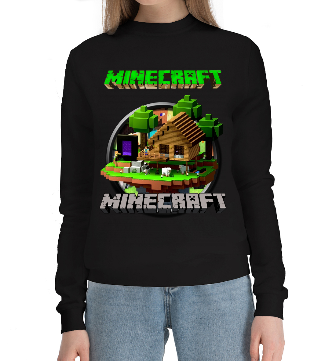 Женский Хлопковый свитшот с принтом Minecraft, артикул MCR-469388-hsw-1mp
