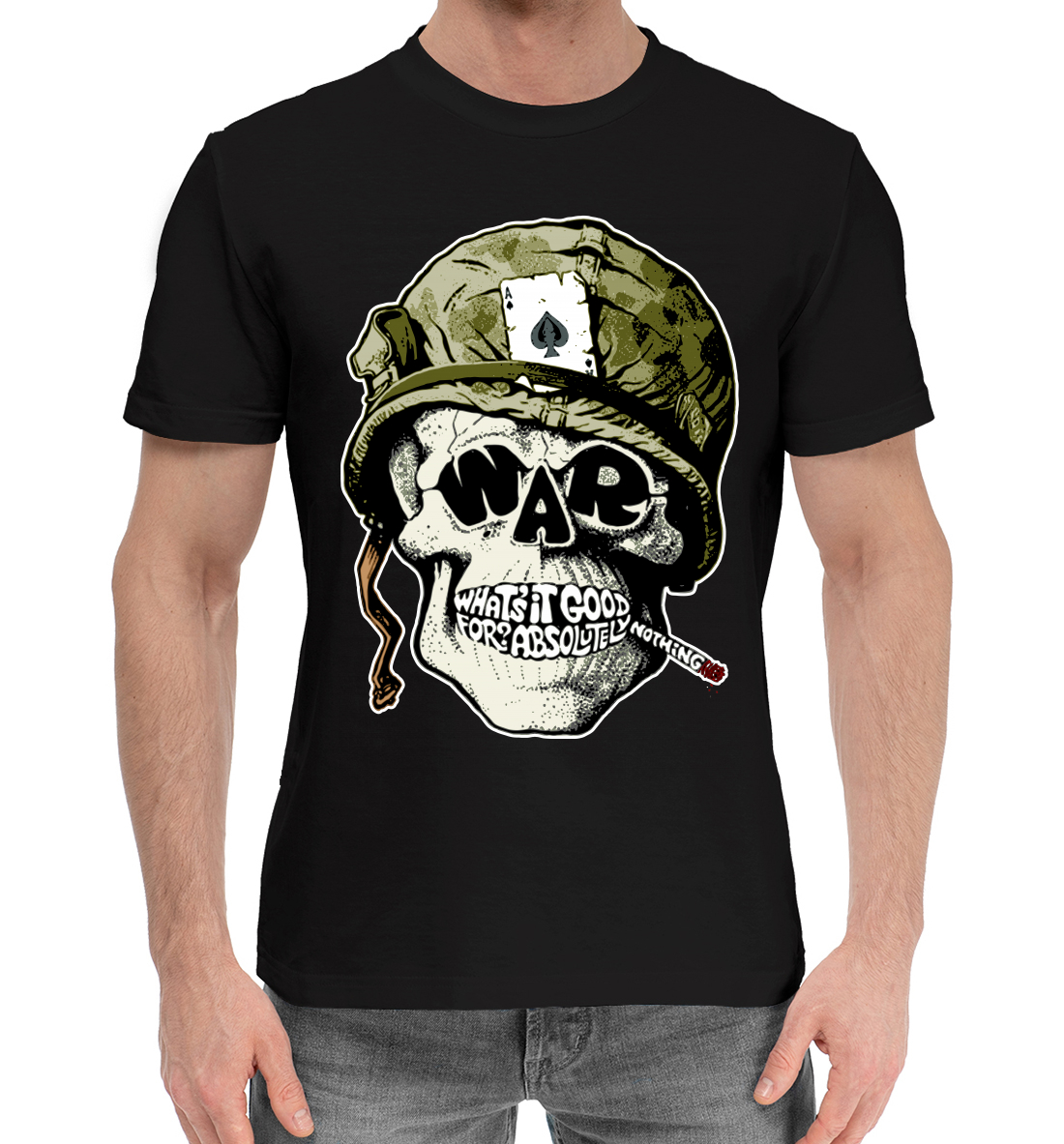 Мужская Хлопковая футболка с принтом Война, артикул SKU-104901-hfu-2mp