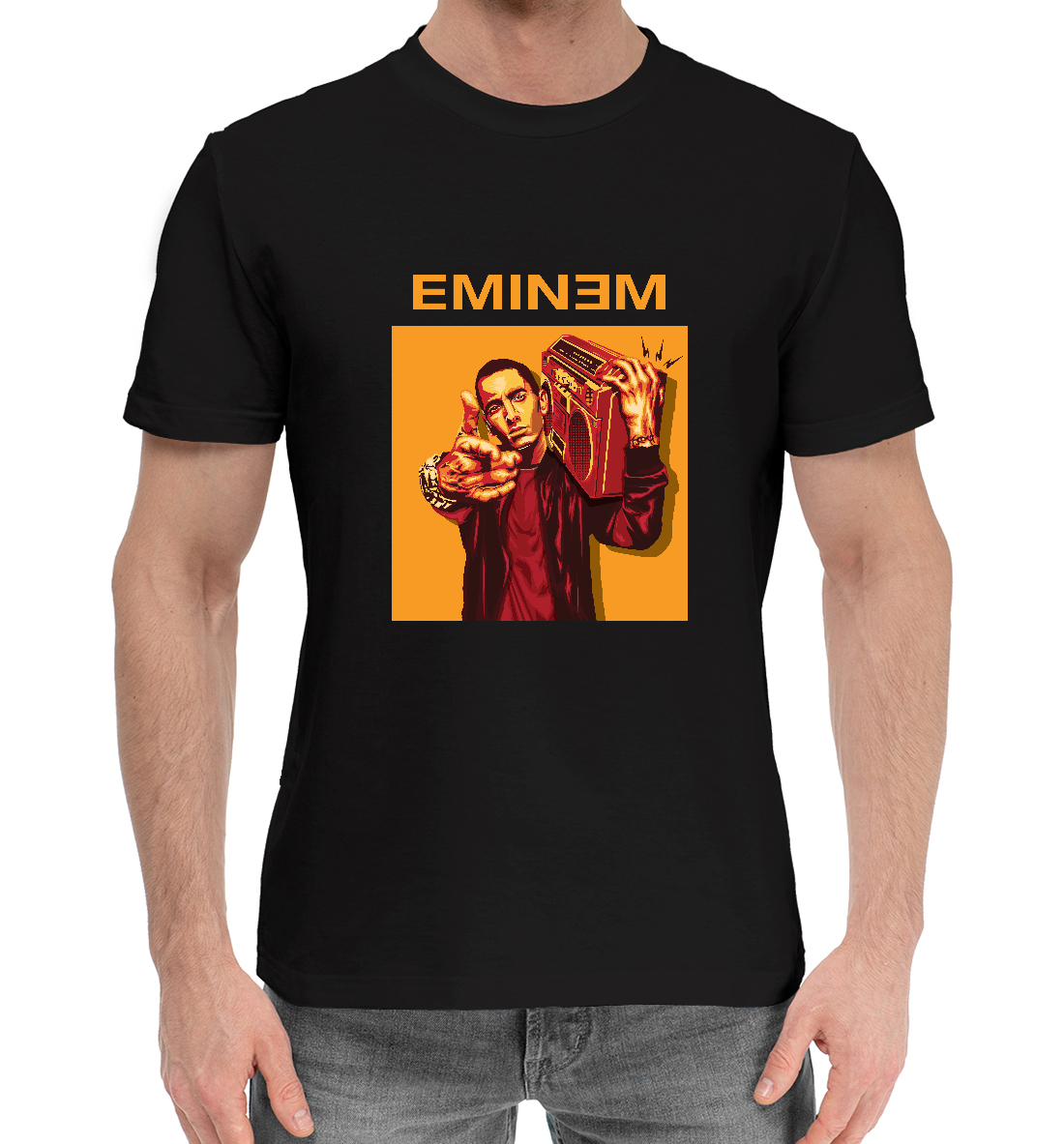Мужская хлопковая футболка с принтом Eminem