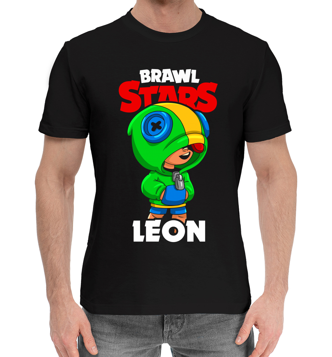 Мужская Хлопковая футболка с принтом Brawl Stars, Leon, артикул CLH-265297-hfu-2mp