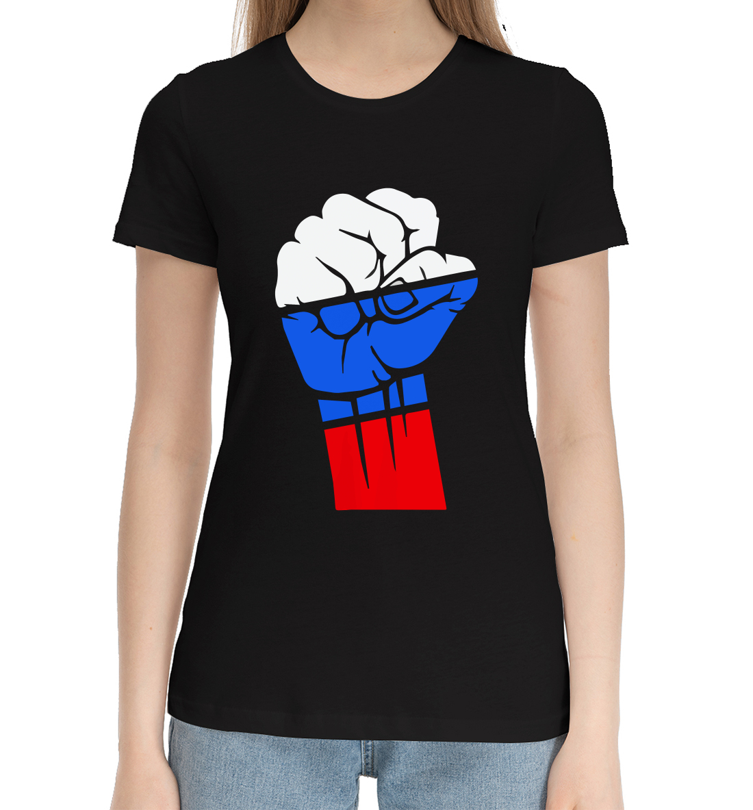 Женская Хлопковая футболка с принтом Русский дух, артикул SRF-870358-hfu-1mp
