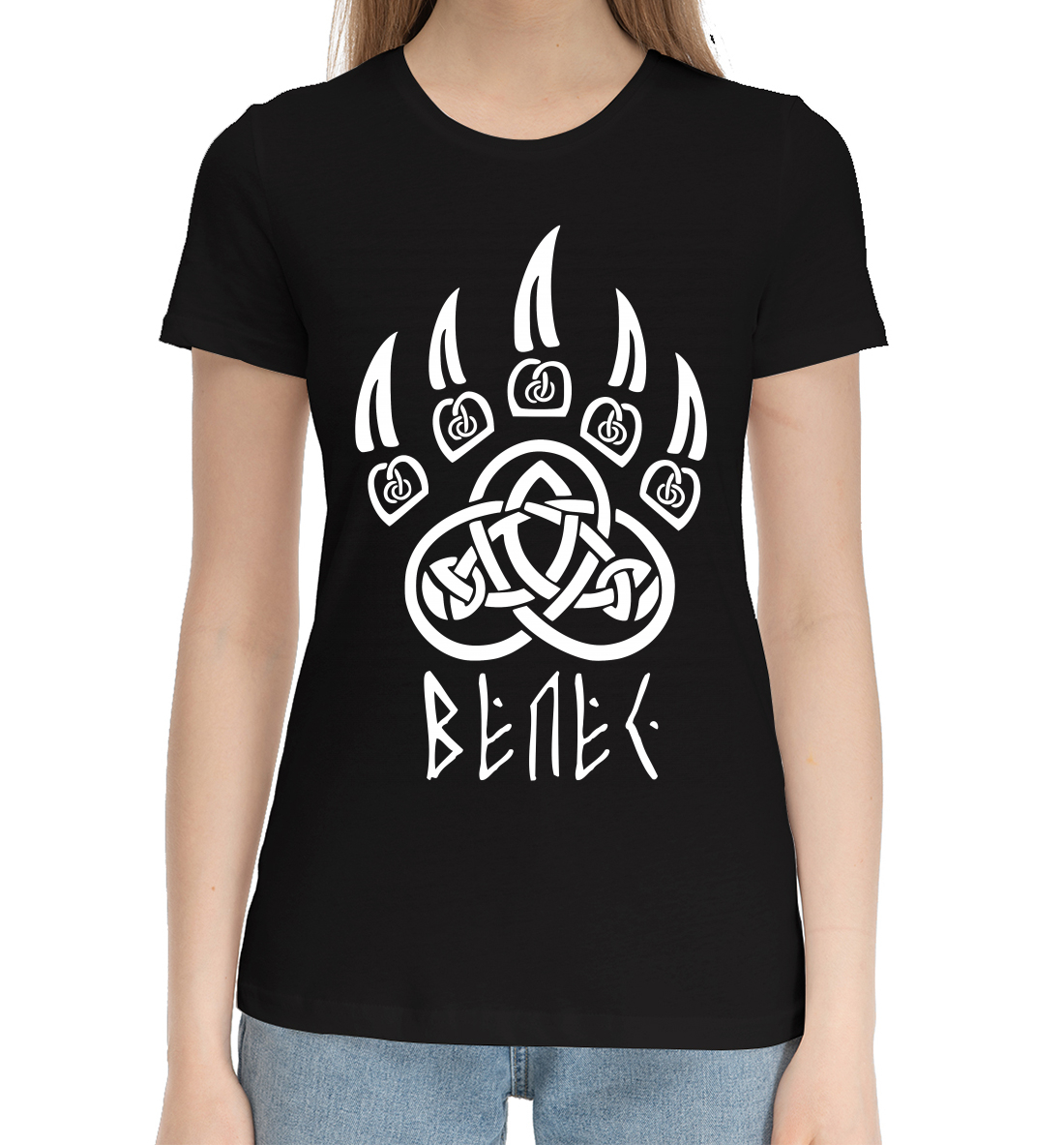 Женская Хлопковая футболка с принтом Печать Велеса, артикул SVN-436722-hfu-1mp