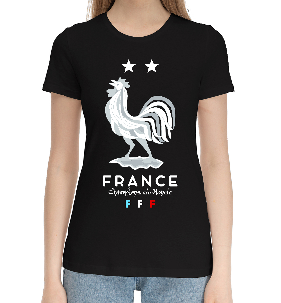 Женская Хлопковая футболка Сборная Франции, артикул SFC-326194-hfu-1mp
