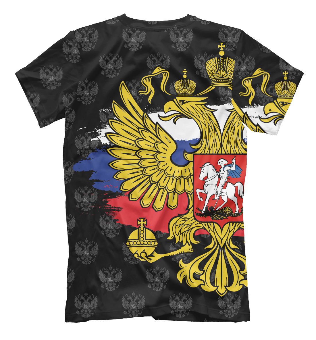 Мужская футболка с принтом Богдан (герб России)  - фото 2-спина