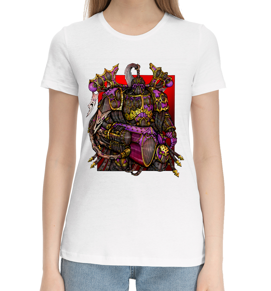 Женская Хлопковая футболка с принтом Warhammer, артикул WHR-648639-hfu-1mp