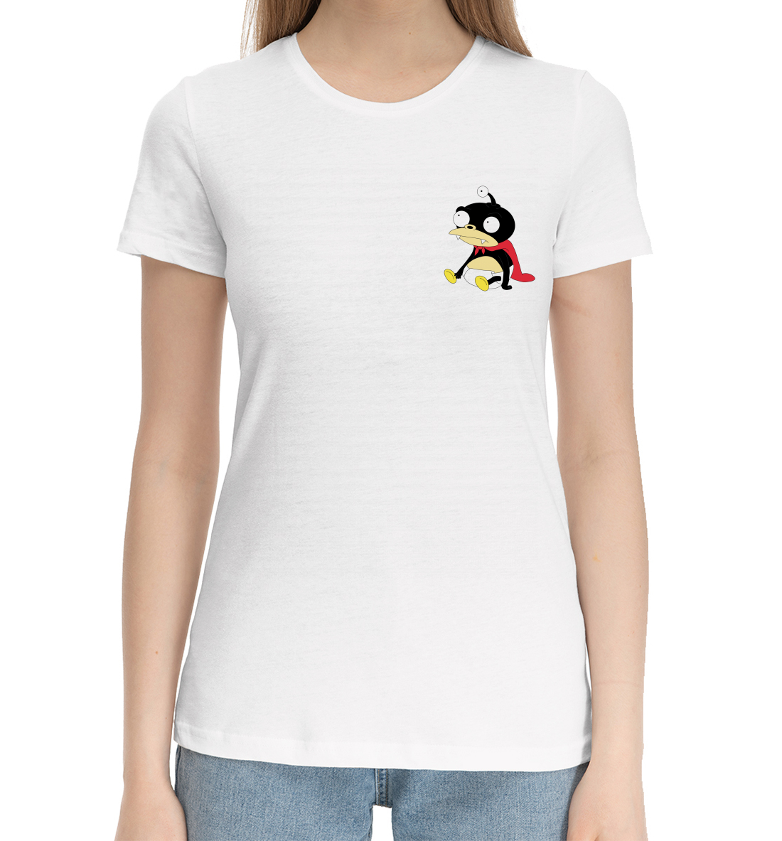 Женская Хлопковая футболка с принтом Futurama, артикул FUT-308842-hfu-1mp