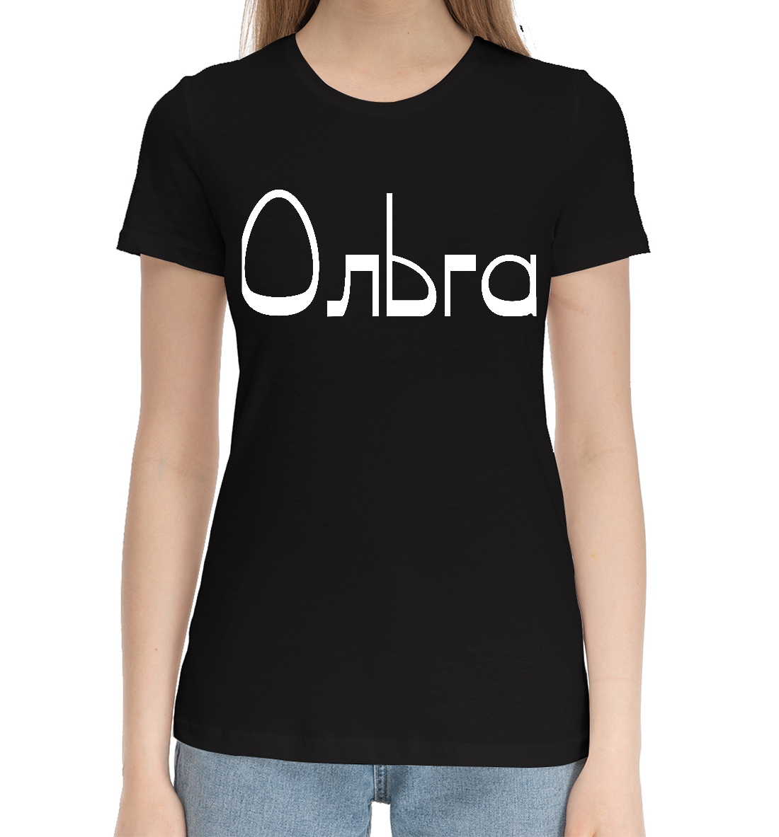 Женская Хлопковая футболка с принтом Ольга, артикул OLA-504696-hfu-1mp