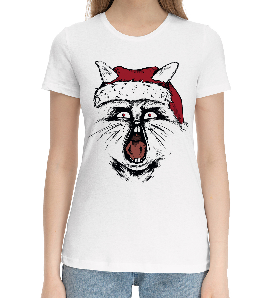 Женская Хлопковая футболка с принтом Злой кролик, артикул YOT-394265-hfu-1mp