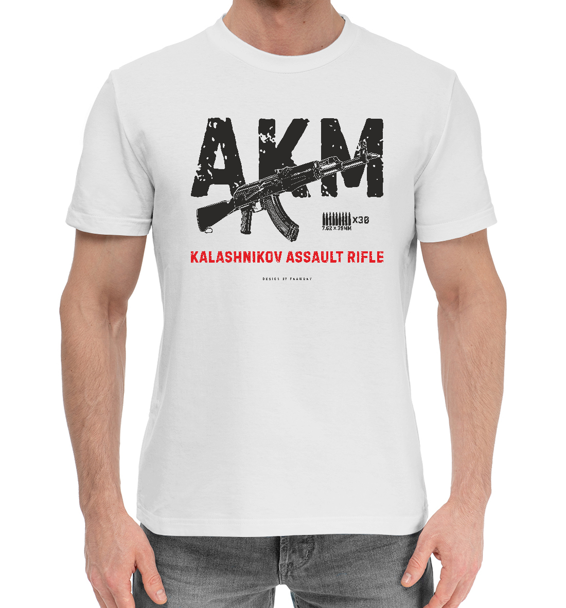 Мужская Хлопковая футболка с принтом Автомат Калашникова (АКМ), артикул ARZ-713633-hfu-2mp