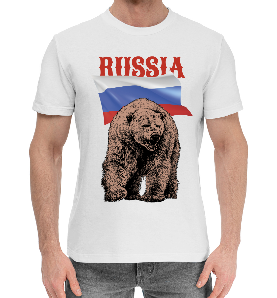 Мужская Хлопковая футболка с принтом Russia, артикул SRF-795743-hfu-2mp