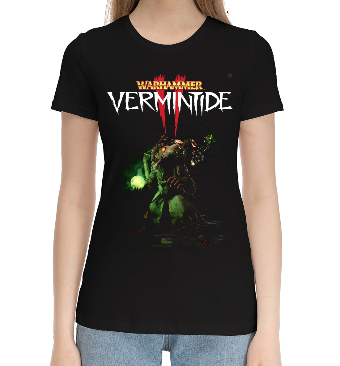 Женская Хлопковая футболка с принтом Warhammer, артикул WHR-637721-hfu-1mp