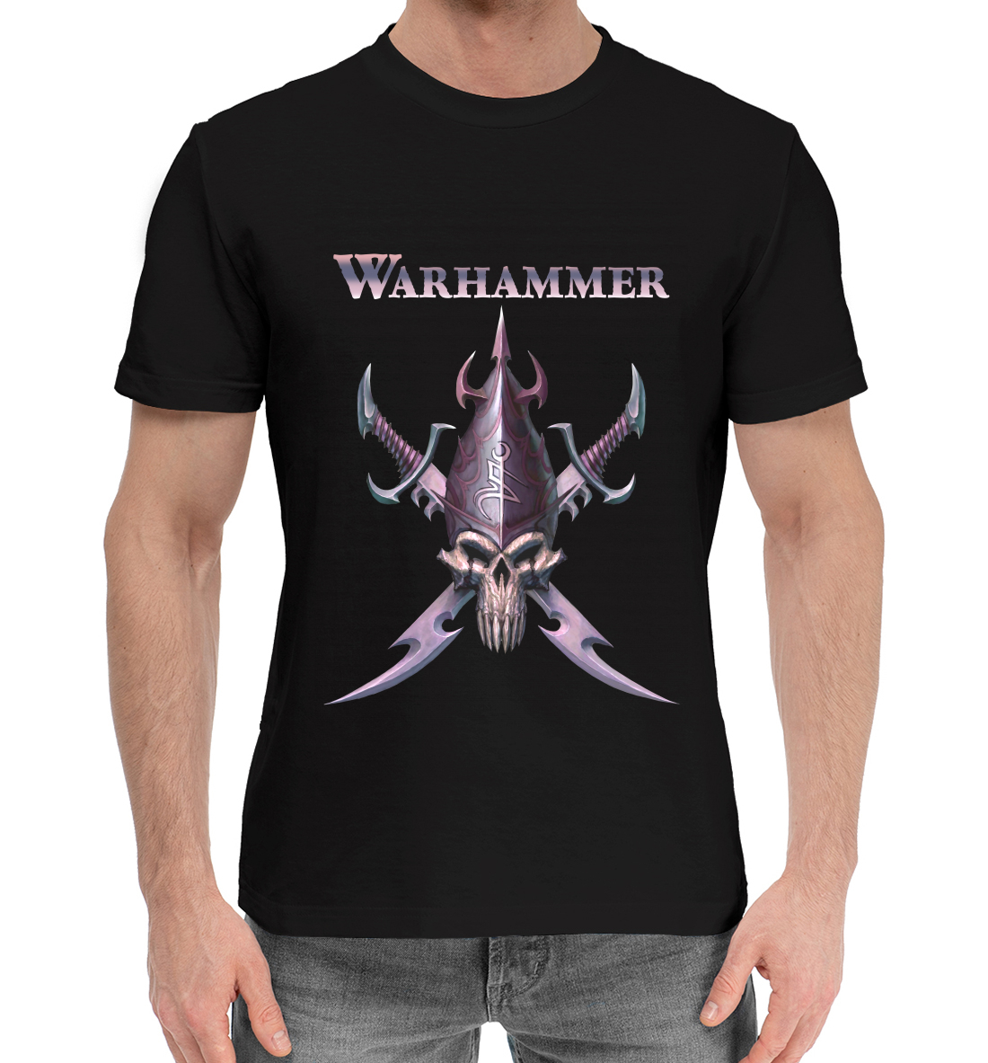 Мужская Хлопковая футболка с принтом Warhammer, артикул WHR-664315-hfu-2mp
